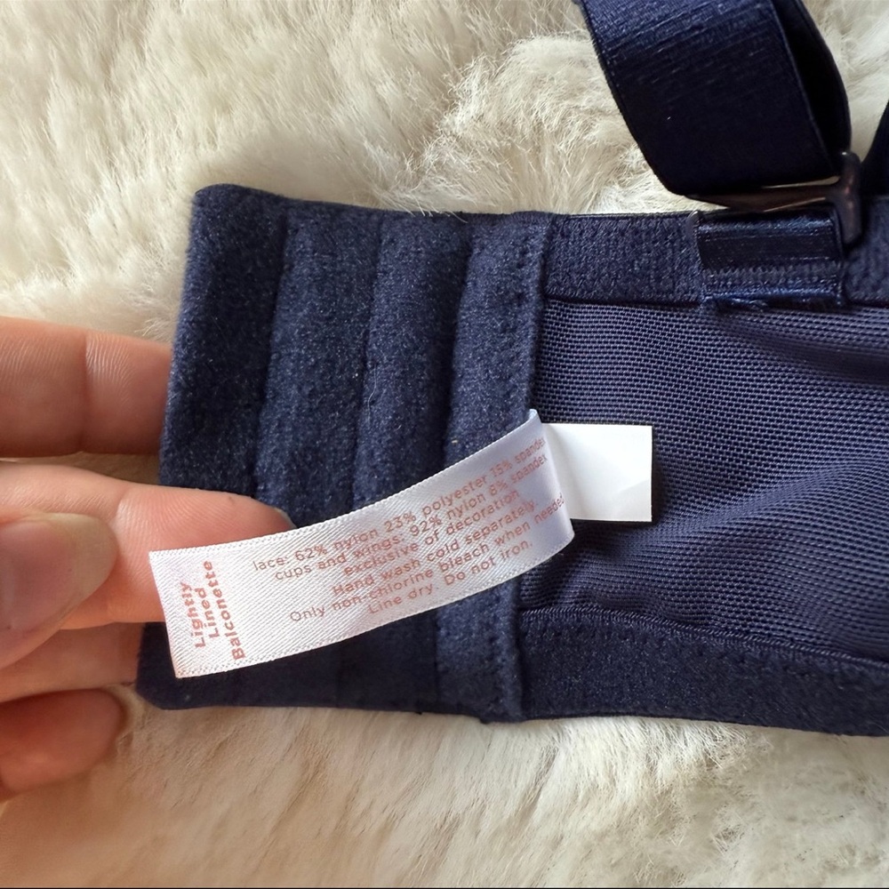 Cacique NWT Navy Smooth Lace Lightly Lined Balconette Bra Size 36DD - Picture 8 of 8